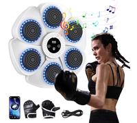 buusace 2025 9 Vitesses Machine De Boxe De Musique Bluetooth Intelligente, Music Boxing Machine, Boxing Training Mural pour EntraîNement, pour Les Enfants Adultes (A-Blanc (avec Gants))