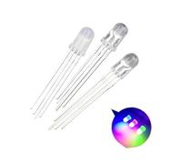 BUUV 20/100 pièces 4pin 5mm RGB Diode LED Lampe Tricolore Ronde Cathode Commune/Anode LED F5 Diode électroluminescente Rouge Vert Bleu(20PCS Diffused A)