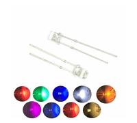 BUUV Diode électroluminescente LED 3mm, 100 pièces, Dessus Plat, Blanc Chaud, Rouge, Bleu, Vert, Orange, Jaune, Rose, Ampoule, Lampe, indicateur 2V, 3V, DIY(White)