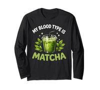 Buveur de thé Latte Vert glacé My Blood Type is Matcha Manche Longue
