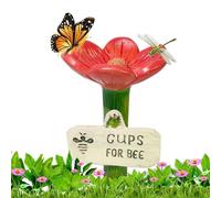 Buveurs d'insectes sauvages - Station d'arrosage en forme de fleur et tasse d'alimentation pour abeilles sauvages - Distributeur d'eau créatif pour abeilles sauvages et papillons (rouge)