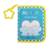 Buviagem Baby Soft Cloth Album; Babys My First Photo Book for Family Memery avec Safe Mirror tient 17 photos Lovely Elephant Family