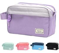 Buvyuotu Trousse à crayons avec 3 compartiments Grande capacité, Trousse avec fermeture éclair durable, Trousse pour filles, garçons, adolescents, fournitures de bureau - Noir, lilas, 22 x 13 x 7.5 cm