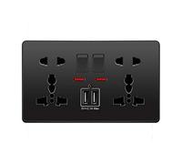 Buwei Bouton Poussoir Multifonction UK 13A Prise Murale 2.1A Double Ports de Charge USB Bouton de Prise Murale à Trois Trous à Deux Trous