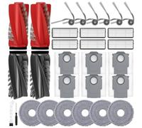 BUXEBUX Lot de 28 pièces de rechange pour robot Roborock Qrevo S5V, Curv, Edge, Edge S5A, Curv S5X, 2 brosses principales, 6 filtres HEPA, 6 tampons de serpillère, 6 brosses latérales, 6 sacs à