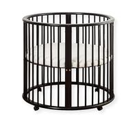 Buxibo - Baby Box - Coffre de jeu rond en bois - Parc - Matelas inclus - 91 x 91 x 85 cm - Noir