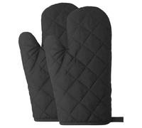 BuxiuGK 1 Paire(2 Pièces) Gants de Four en Coton,Anti Chaleur Jusqu'à 250°C,Gants de Cuisson pour Cuisine,Cuisson,Pâtisserie,Grillage,Noir