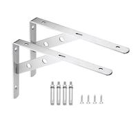 BuxiuGK 2 pièce Support à Angle Droit Équerres de Fixation Forme de L à 90 Degrés Acier Inoxydable 150 * 110 mm Avec Vis - Argent