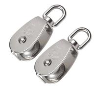 BuxiuGK 2 Pièces 32 mm Poulie Simple en Acier Inoxydable 304 Poulie de Levage Capacité de la Poulie Levage 250kg- Argent