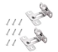 BuxiuGK 2 Pièces 90 Degrés Loquet de Porte,Verrou de sécurité en acier inoxydable avec 8 Vis pour La Maison Chambres Jardin Salles de Bains - Argent