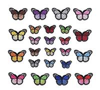 BuxiuGK 24 Pièces Papillon à Broder Patch Thermocollant et Coudre pour Bricolage Décor T-Shirt Veste Patchs de Réparation