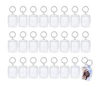 BuxiuGK 25 Pièces Porte-clés Photo Clé Acrylique Transparent Personnalisé Porte Cles Cadre avec Porte Clés pour Cadeau de Bricolage