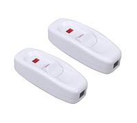 BuxiuGK 2Pcs Interrupteur Inline Switch, AC 250V 10A Avec Témoin LED Pour Lampe de Chevet et Table, Câble Électrique, Blanc