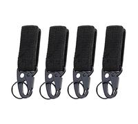 BuxiuGK 4 Pièces Mousqueton Tactique à Suspendre en Nylon avec Porte Clé Multifonction Molle Sangle pour Sac à Dos Camping Randonnée,Noir