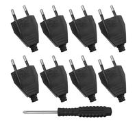 BuxiuGK 8 Pièces Euro Fiche Plat 250V 2,5A,2 Broches Remplacement pour Fiche Européenne Plates avec 1 Pièce Tournevis pour la maison,lampe,éclairage,prises de courant,Noir