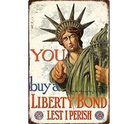 Buy A Liberty Bond 1917 - World War I - Affiche de propagande 20,3 x 30,5 cm en métal vintage panneau de guerre militaire panneau de guerre de la Seconde Guerre mondiale panneau Taya-4