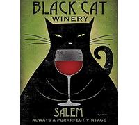 BUY ART FOR LESS Poster Vintage « Black Cat Winery » de Salem par Ryan Fowler - 35,6 x 27,9 cm - Always The Purrrfect