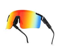 BUYAGE Lunettes de soleil pour adolescent - Pour homme et femme - Années 80 - Lunettes de baseball de sport avec visière réglable - Pour enfants de 8 à 16 ans, noir/rouge, 133 MM