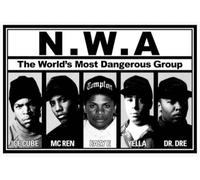 Buyartforless N.W.A. Lineup Affiche d'art Musicale 91,4 x 61 cm - Ice Cube - MC Ren - Eazy E - Yella - Dr Dre