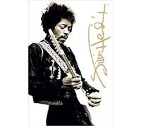 Buyartforless Poster Jimi Hendrix jouant de la guitare en noir et blanc 91,4 x 61 cm