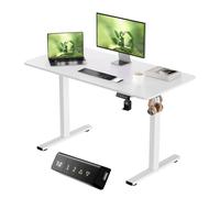 buybyroom Bureau Assis Debout Électrique, Bureau Reglable en Hauteur Electrique avec Port de Charge USB et Fonctions Mémoires Bureau Gaming Assis Debout Bureau Blanc, 120x60 CM
