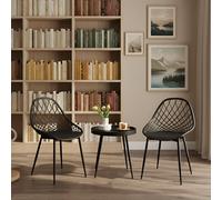 buybyroom Chaise Salle a Manger Lot de 2 avec Petite Table Basse, Fauteuil Salle a Manger, Chaise de Cuisine Lot de 2, Table Basse, Convient pour Salle de Repas, Salon, Noir