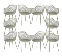 buybyroom Chaise Scandinave Lot de 10, Chaise Fauteuil Chaise Salle a Manger avec Pieds en métal, Pieds Réglables pour Salle à Manger, Salon, Cuisine et Chambre, Gris