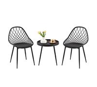 buybyroom Lot de 3 Tables et chaises - Petite Table d'appoint - Table Basse - Table Ronde - Chaises de Salle à Manger - Chaises de Salon pour Salon, Chambre à Coucher, Salon - Noir