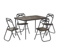 buybyroom Table Haute Mange Debout avec 4 Chaises de Bar Table Bar Cuisine avec Tabouret Table de Cuisine 4 Personnes, 100 X 60 X 90 cm, Motif Marbre Noir