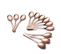 Buyer Star 12 Pcs Cuillère à café Or rose 14cm Acier inoxydable Mini cuillère à thé pour Sucre Dessert gâteau Expresso Demitasse Crème glacée