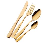 Buyer Star 4 pièces Set de couverts Or ustensiles acier inoxydable réutilisable Table Set couverts de table cuillère couteau fourchette Cuillère à café