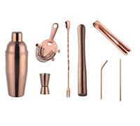 Buyer Star 8 Kits de Fabrication de Cocktails pour Boissons mélangées, boîte à Outils en Acier Inoxydable avec Shaker à Cocktail de 750 ML pour Barman Professionnel et débutant (Rose Or)