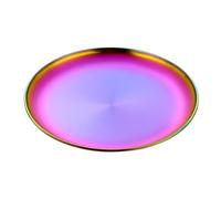 Buyer Star Assiette ronde en acier inoxydable de 30 cm - Pour salade à steak, dessert, camping, pique-nique, cuisine, barbecue, fête - 1 pièce - Arc-en-ciel