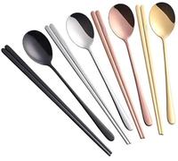 Buyer Star Baguettes Cuillère 4 Couleurs Réutilisable Métal Acier Inoxydable Ensemble de cuillères à Baguettes coréennes