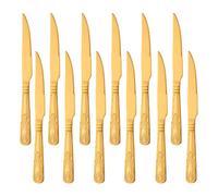 Buyer Star Couteaux à steak 12 pièces, argenterie en acier inoxydable or pour la cuisine à domicile et le restaurant, vaisselle polie miroir