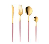 Buyer Star Ensemble de Couverts en Or Rose, 4 ustensiles en Acier Inoxydable Vaisselle Couteau à Couverts Couteau à Couverts Cuillère à thé Cuillère à thé Couverts pour 1