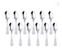 Buyer Star Lot de 12 cuillères à thé, ensemble de couverts en acier inoxydable 18/0 argenté Classique, vaisselle plate pour café restaurant