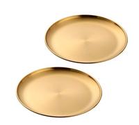 Buyer Star Lot de 2 assiettes en métal - Couleur acier inoxydable - 22,9 cm - Passe au lave-vaisselle - Sans BPA - Utilisation pour barbecue steak (doré)