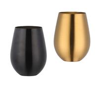 Buyer Star Lot de 2 verres à vin en acier inoxydable 304 - Grands verres à vin sans pied pour l'extérieur - 100 % incassables et sans pied en métal pour la maison et l'extérieur - Passe au