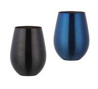 Buyer Star Lot de 2 verres à vin en acier inoxydable 304 - Grands verres à vin sans pied pour l'extérieur - 100 % incassables et sans pied en métal pour la maison et l'extérieur - Passe au