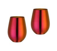 Buyer Star - Lot de 2 verres à vin sans pied en acier inoxydable pour camping, cuisine, voyage, rouge magique