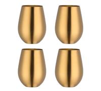 Buyer Star Lot de 4 verres à vin en acier inoxydable 304 - Grands verres à vin sans pied pour l'extérieur - 100 % incassables et sans pied en métal pour la maison et l'extérieur - Passe au