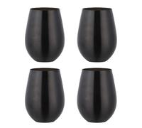 Buyer Star Lot de 4 verres à vin en acier inoxydable 304 - Grands verres à vin sans pied pour l'extérieur - 100 % incassables et sans pied en métal pour la maison et l'extérieur - Passe au