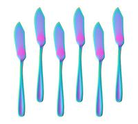 Buyer Star Lot de 6 couteaux à beurre irisés en acier inoxydable pour fromage, gelée, confiture, dessert, sandwich