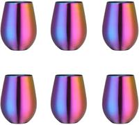 Buyer Star Lot de 6 verres à vin sans pied à double paroi en acier inoxydable incassable de 500 ml pour boissons fraîches, parfaits pour la fête des pères, les barbecues, les pique-niques et la plage