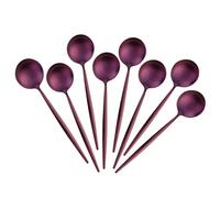 Buyer Star Lot de 8 cuillères à expresso en acier inoxydable poli mat de 12,9 cm pour café, sucre, dessert, gâteau, crème glacée, cappuccino (violet)