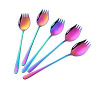 Buyer Star Sporks Lot de 5 cuillères en acier inoxydable réutilisables en métal coréen Arc-en-ciel