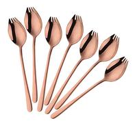Buyer Star Sporks Lot de 6 cuillères à crème glacée et fourchettes à salade, en acier inoxydable 18/8 pour un usage quotidien domestique, 19 cm, 45,4 g (or rose)