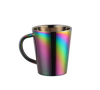 Buyer Star Tasses à café en acier inoxydable 304 avec poignée, double paroi, incassable, pour voyage, camping, 300 ml, 1 pièce (arc-en-ciel)