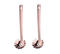 Buyer Star Ustensiles de cuisine en acier inoxydable avec poignée plate en métal avec petit anneau, passe au lave-vaisselle pasta fork rose gold